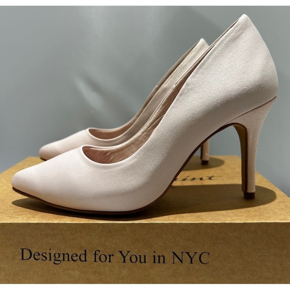 Antonia Saint NY Victoria Pumps Heel 3.0 Soft‎ Pink Satin, Size 6.5